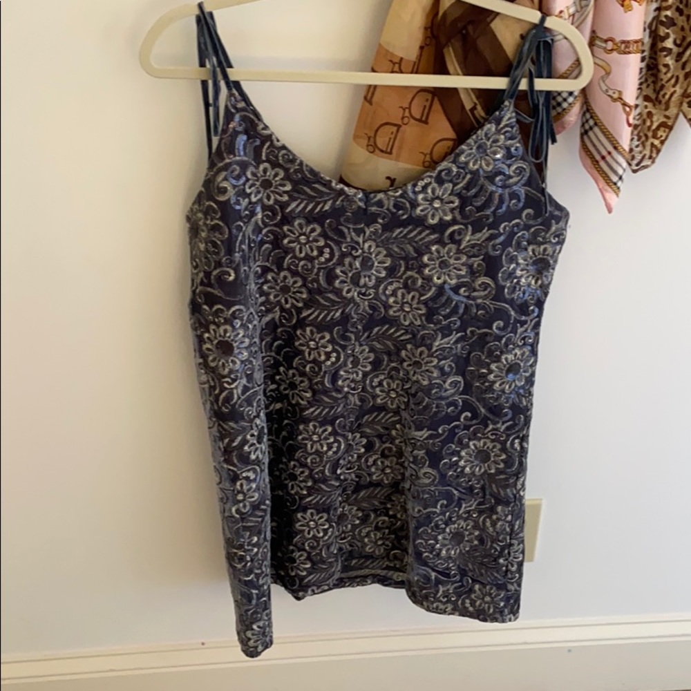 Blue Embroidered Mini Dress - Picture 3 of 5